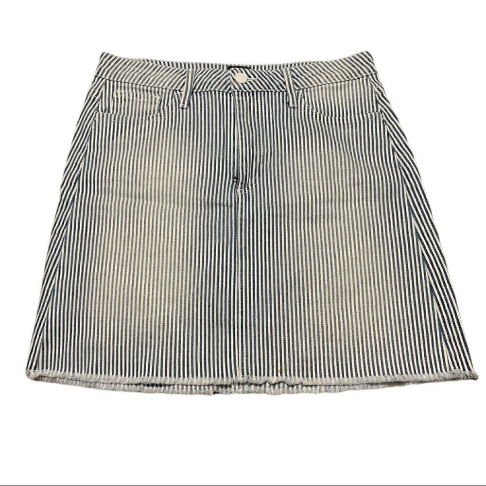 Just Black Denim Striped Mini-Skirt In Blue and White